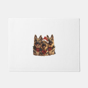 Cute Christmas German Shepherd Dogs Santa Hat Holi Doormat