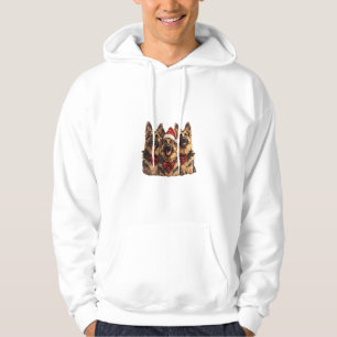 Cute Christmas German Shepherd Dogs Santa Hat Holi Hoodie