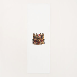 Cute Christmas German Shepherd Dogs Santa Hat Holi Yoga Mat