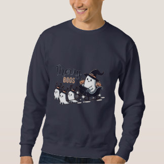 Cute Christmas Ghost and Candy Cane Pattern Sweatshirt