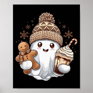 Cute Christmas Ghost Coffee Gingerbread Boojee Xma Poster