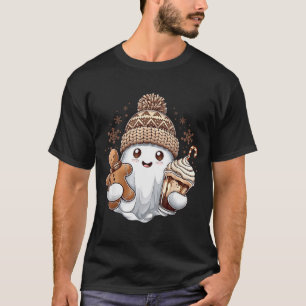 Cute Christmas Ghost Coffee Gingerbread Boojee Xma T-Shirt
