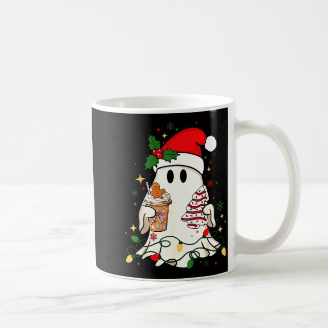 Cute Christmas Ghost Coffee Tree Cake Xmas Lights  Coffee Mug (Right)