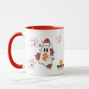 Cute Christmas Ghost Mug   Holiday Gingerbread & P