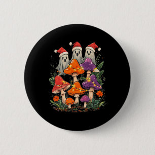Cute Christmas Ghost Mushroom Cottagecore Boho Des 6 Cm Round Badge