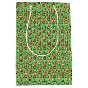 Cute Christmas Gift Bag–Deer, Trees & Holly Medium Gift Bag