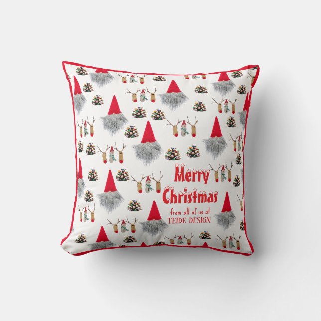 Cute Christmas gift company red Throw Pillow (Front)