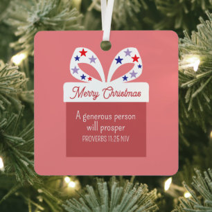 Cute Christmas Gift of Generosity Red and White Metal Tree Decoration