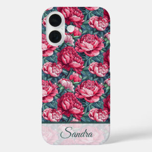 Cute Christmas Gift Peony Floral Custom iPhone 16 Case