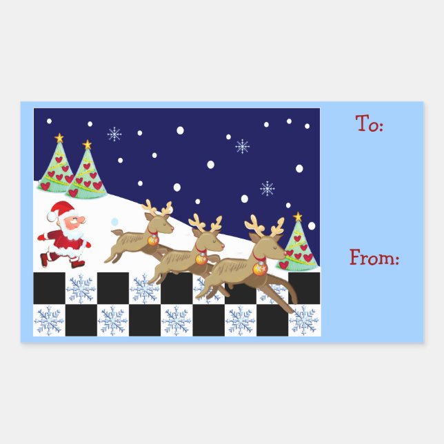 Cute christmas Gift tag stickers with Santa (Front)