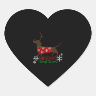 Cute Christmas Gifts Dachshund Through The Snow Heart Sticker
