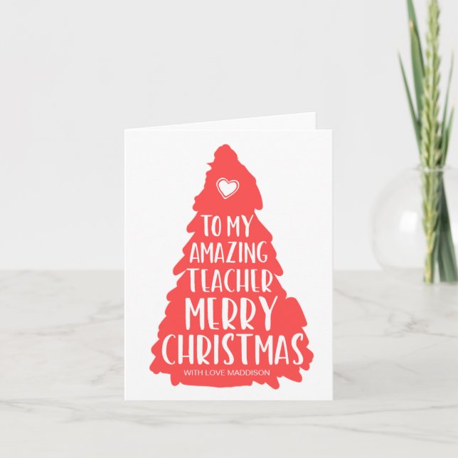 Cute Christmas Gifts For School Teacher Holiday Card (Front)