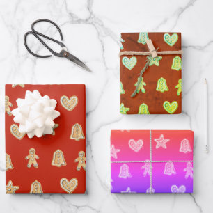 Cute Christmas Ginger Cookies Wrapping Paper Sheet