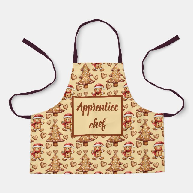 Cute christmas gingerbread apron for kid (Front)