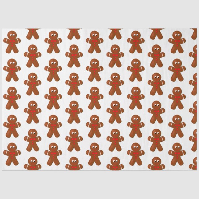 Cute Christmas Gingerbread Boy Tissue Paper (Front)