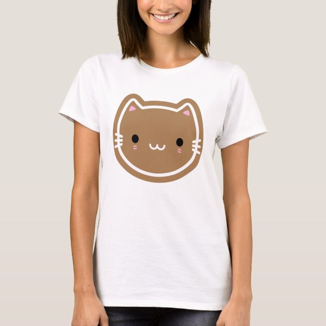 Cute Christmas Gingerbread Cat T-Shirt (Front)