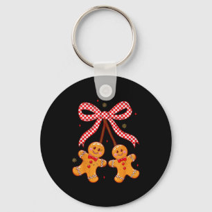 Cute Christmas Gingerbread Cherries Coquette Xmas Key Ring