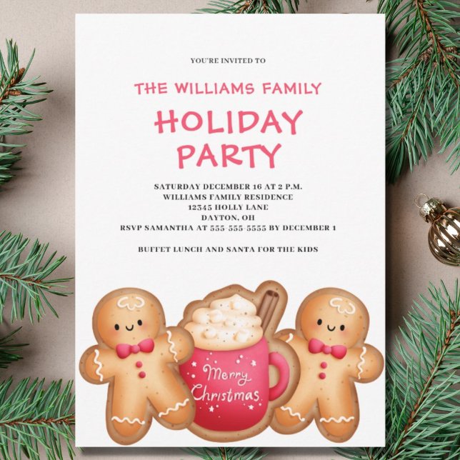 Cute Christmas Gingerbread Cocoa Party Invitation (Creator Uploaded)