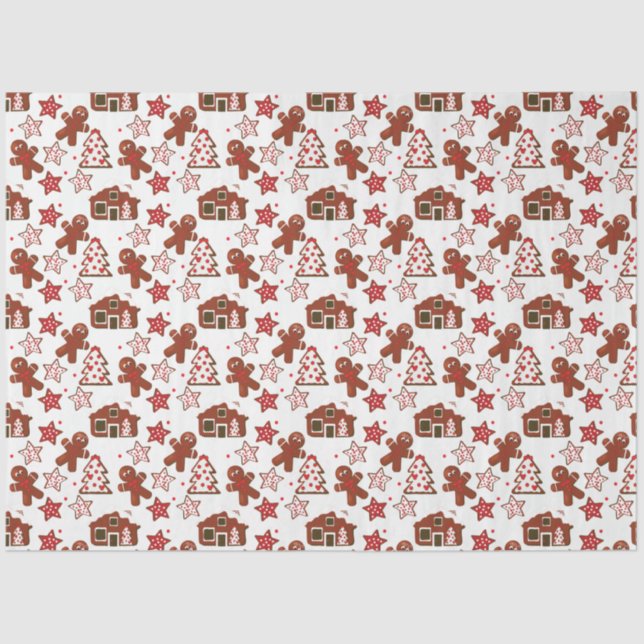 Cute Christmas Gingerbread Cookies Pattern Tissue Paper (Front)