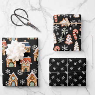 Cute Christmas Gingerbread Cookies Snowflakes Wrapping Paper Sheet
