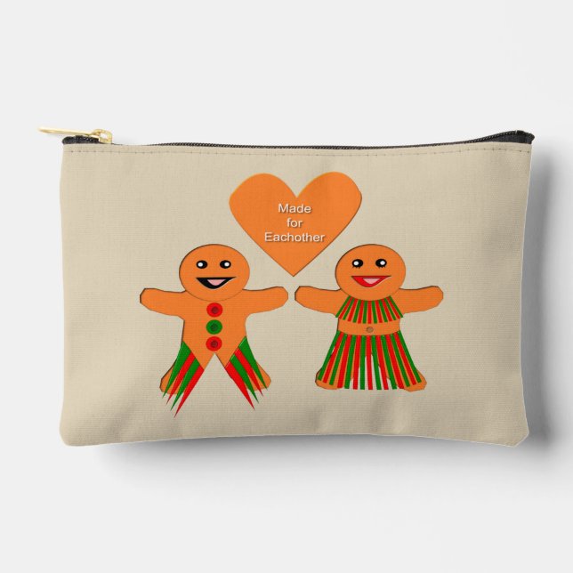 Cute Christmas Gingerbread Couple Accessory Pouch (Front)