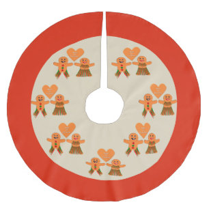 Cute Christmas Gingerbread Couple Brushed Polyester Tree Skirt