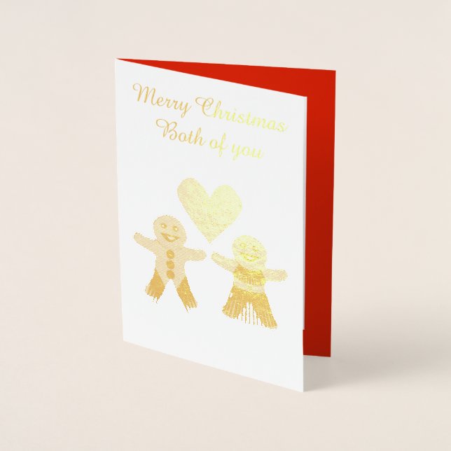 Cute Christmas Gingerbread Couple Custom Foil Card (Front)