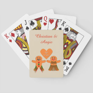 Cute Christmas Gingerbread Couple Custom Playing Cards
