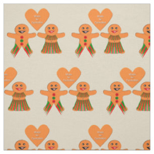 Cute Christmas Gingerbread Couple Fabric