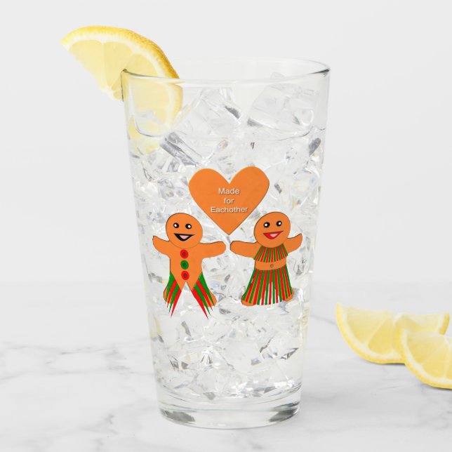 Cute Christmas Gingerbread Couple Glass (Front Ice)