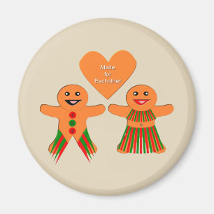 Cute Christmas Gingerbread Couple Magnet