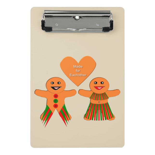 Cute Christmas Gingerbread Couple Mini Clipboard (Front)