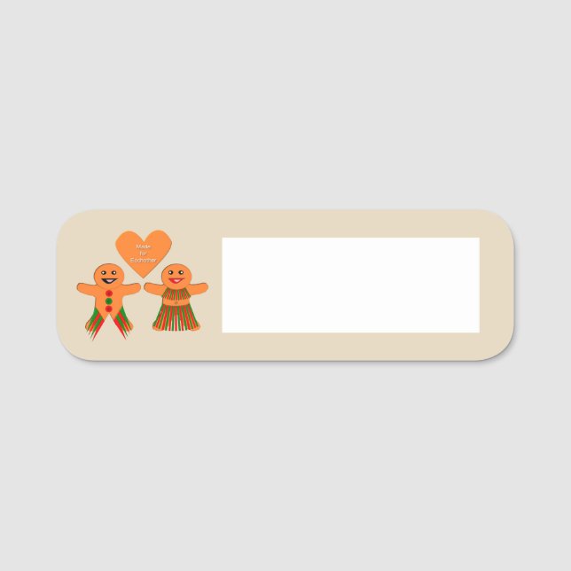 Cute Christmas Gingerbread Couple Name Tag (Front)