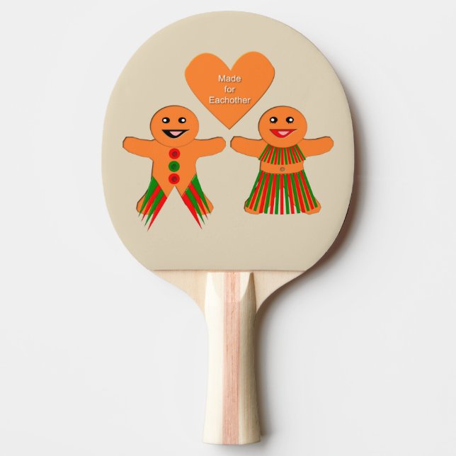 Cute Christmas Gingerbread Couple Ping Pong Paddle (Front)