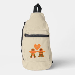 Cute Christmas Gingerbread Couple Sling Bag