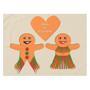 Cute Christmas Gingerbread Couple Tablecloth