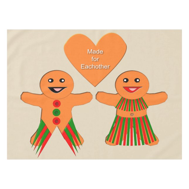 Cute Christmas Gingerbread Couple Tablecloth (Front (Horizontal))