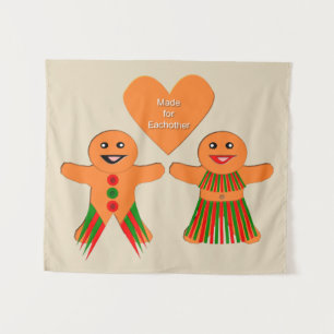 Cute Christmas Gingerbread Couple Tapestry