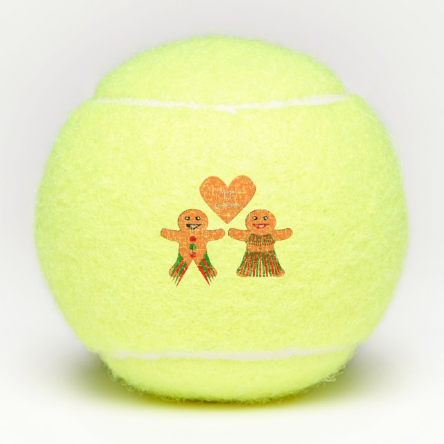 Cute Christmas Gingerbread Couple Tennis Balls (Front)