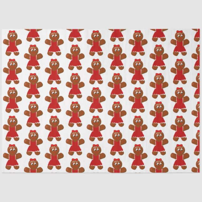 Cute Christmas Gingerbread Girl Tissue Paper (Front)