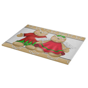 Cute Christmas gingerbread glass cutting board