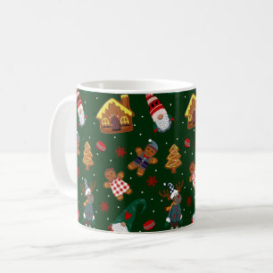 Cute Christmas Gingerbread Gnomes Reindeer Party Coffee Mug