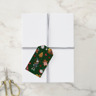Cute Christmas Gingerbread Gnomes Reindeer Party Gift Tags