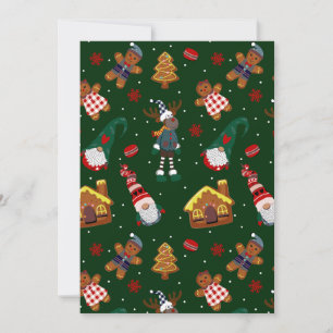 Cute Christmas Gingerbread Gnomes Reindeer Party Holiday Card