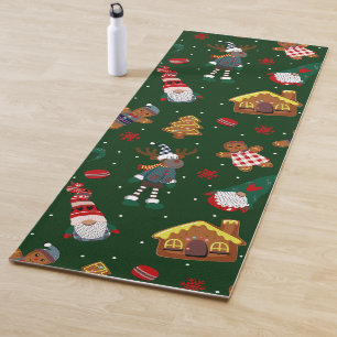Cute Christmas Gingerbread Gnomes Reindeer Party Yoga Mat