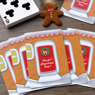 Cute Christmas Gingerbread House Monogrammed Playing Cards