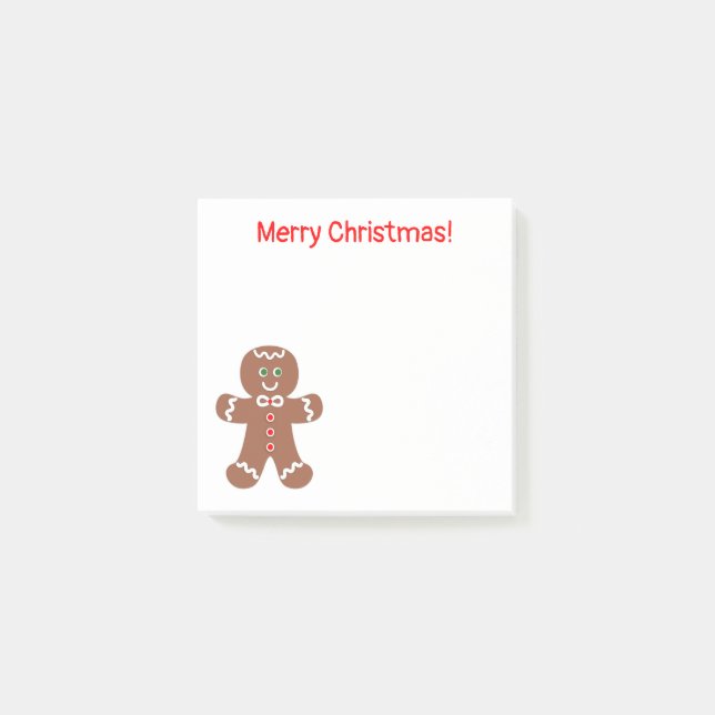 Cute Christmas Gingerbread Man 3 x 3 Post-it Notes (Front)