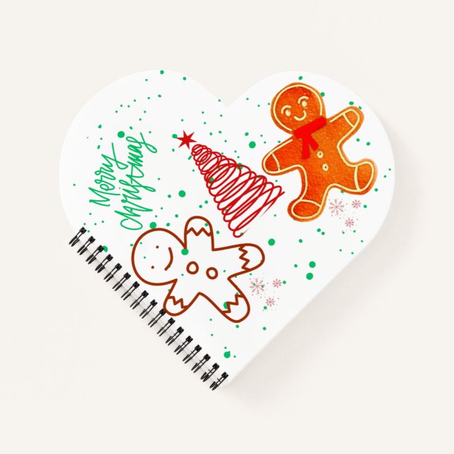 Cute Christmas Gingerbread Man and Tree Pattern.  Notebook (Front)