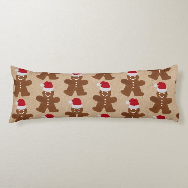 Cute Christmas Gingerbread Man Cookies Kraft   Body Cushion (Front)