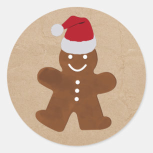 Cute Christmas Gingerbread Man Cookies Kraft Classic Round Sticker